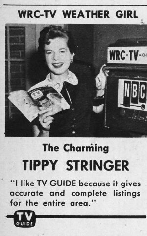 1956 TV Guide Ad for WRC-TV Weather Girl Tippy Stringer